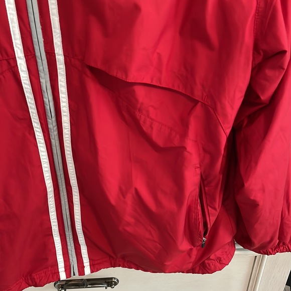 Adidas vintage red grey striped climate control windbreaker men’s size med - Picture 3 of 9